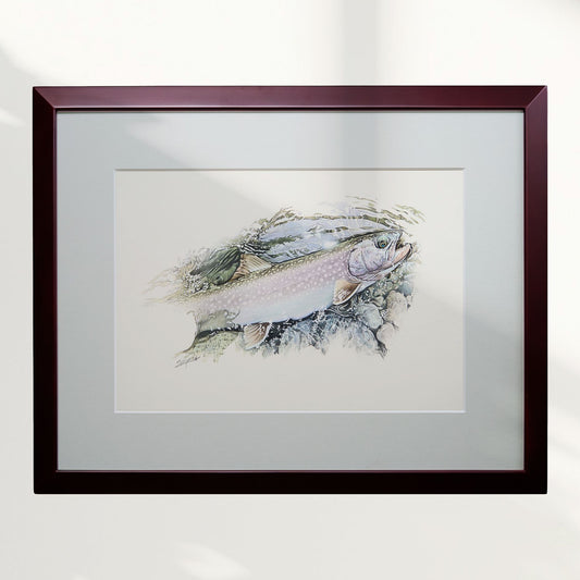 山上湖「銀山湖のイワナ」原画