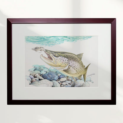 Original drawing of "Muddler Minnow" at Lake Ashi